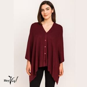 Burgundy Button Shawl Shrug Wrap 60"x22" Versatile Style Layering Piece –Hey Viv
